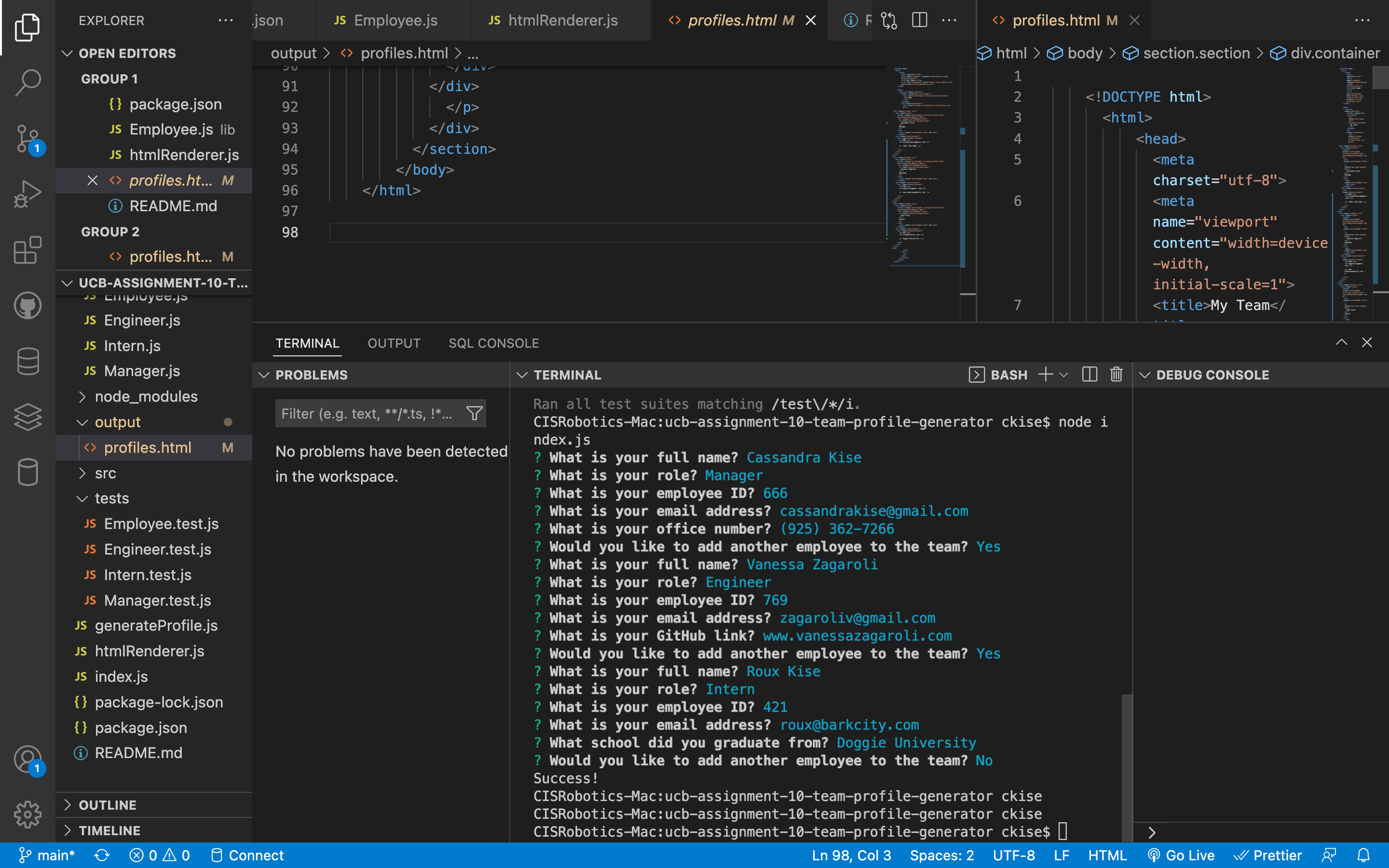 Assignment Details | ucb-assignment-10-team-profile-generator